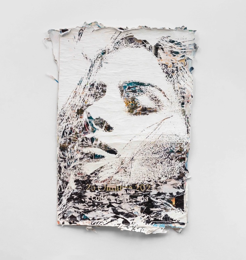 Layered billboard work — carved advertising strata