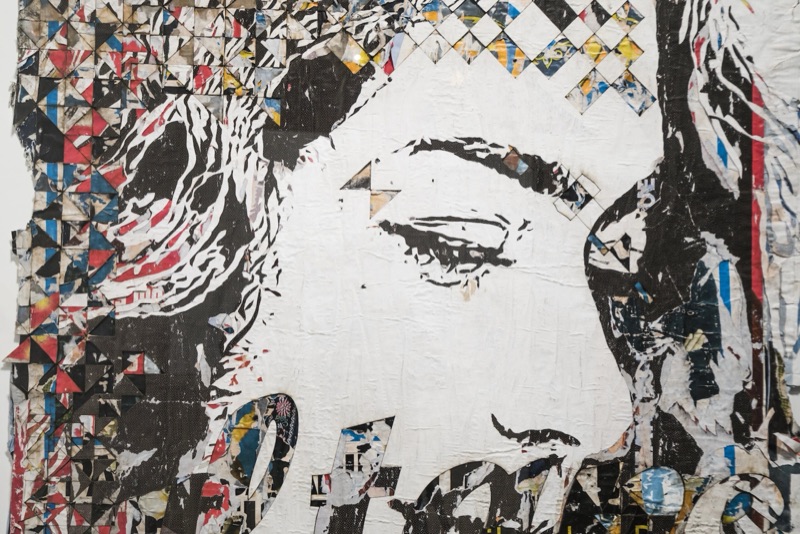 Carved portrait mural detail at Annihilation, Over the Influence Los Angeles