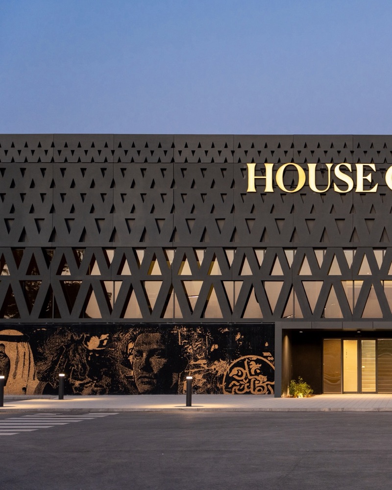 House of Nassr — CR7 tile-mosaic facade, Riyadh