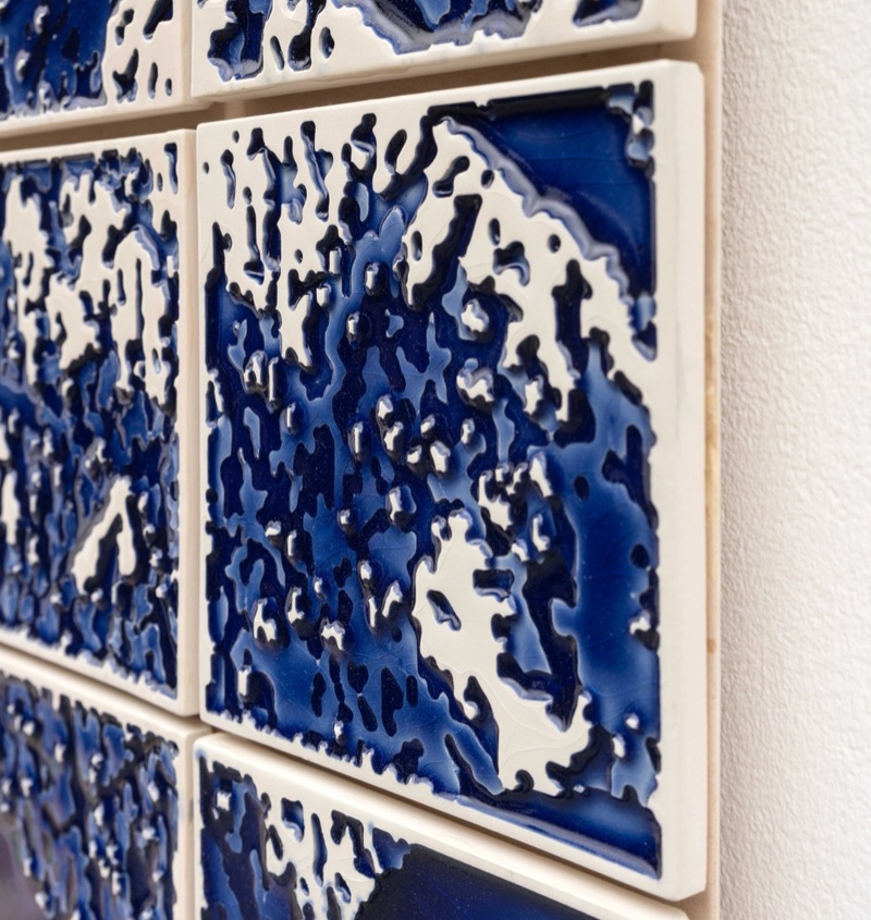 Cobalt relief glaze detail on azulejo