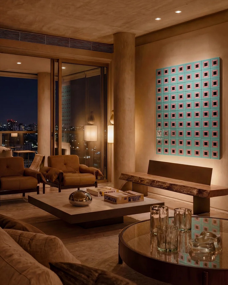 BLACKDOORS Inward pattern tiles in a lifestyle interior
