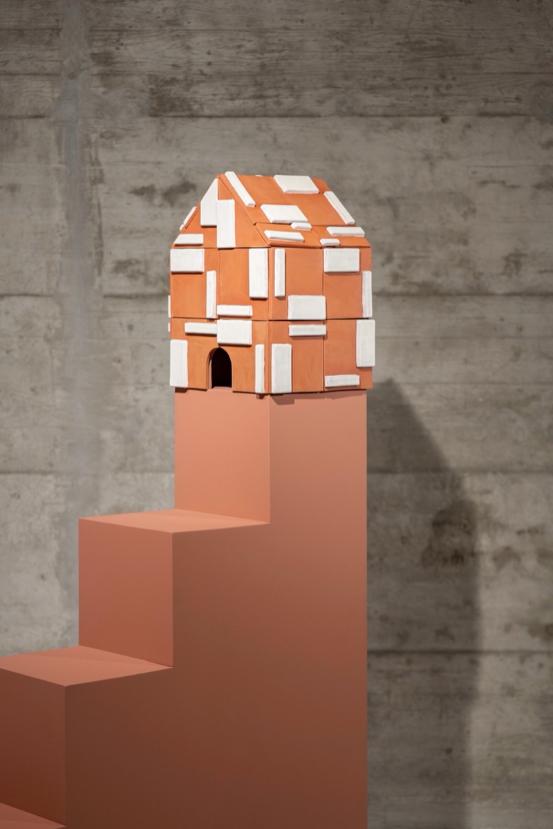 Joana Astolfi RAW terracotta tile sculpture on stepped plinth