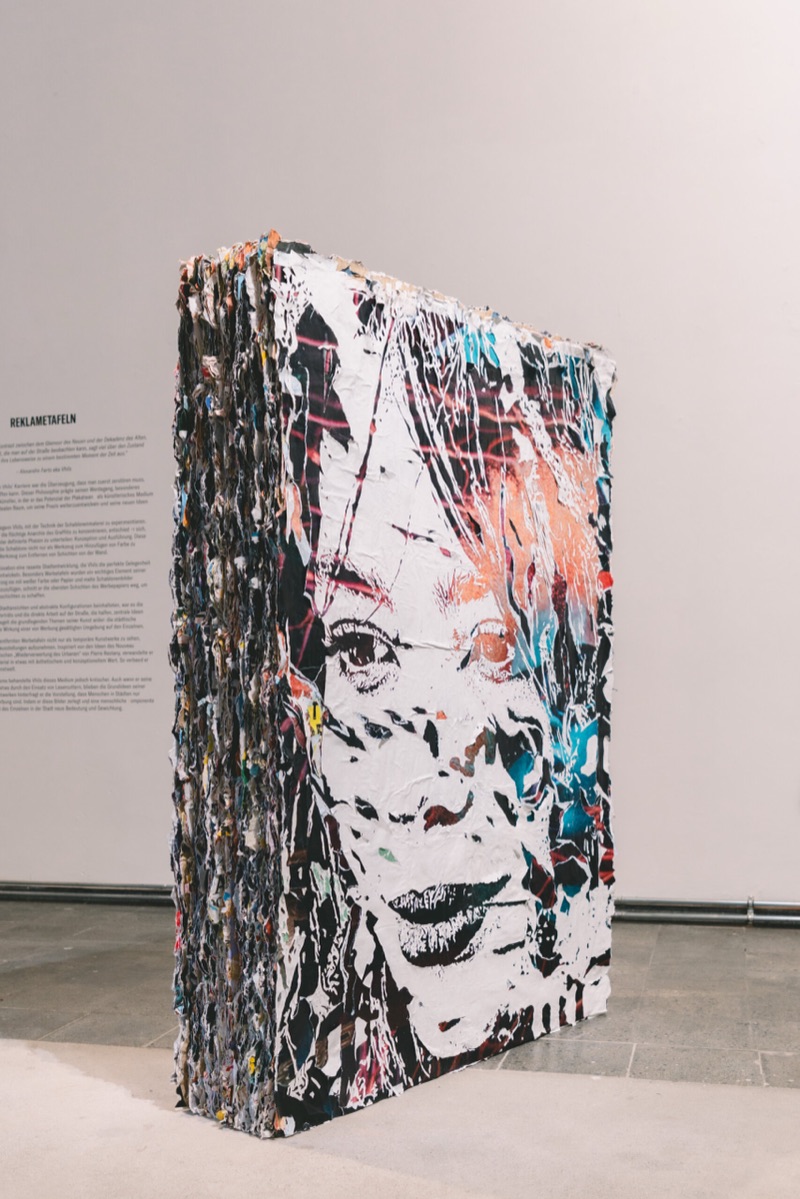 Carved block portrait at Strata, MUCA Munich